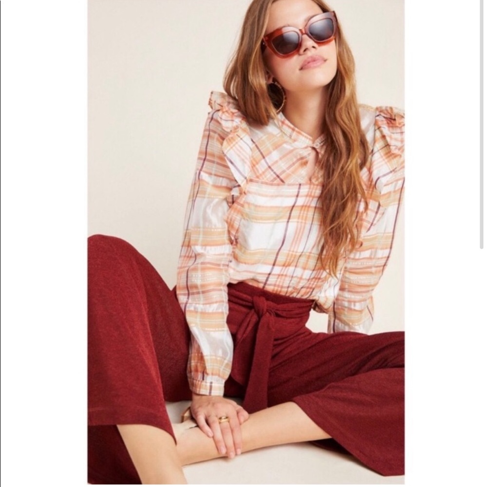 Anthropologie Current Air Polly Plaid Blouse